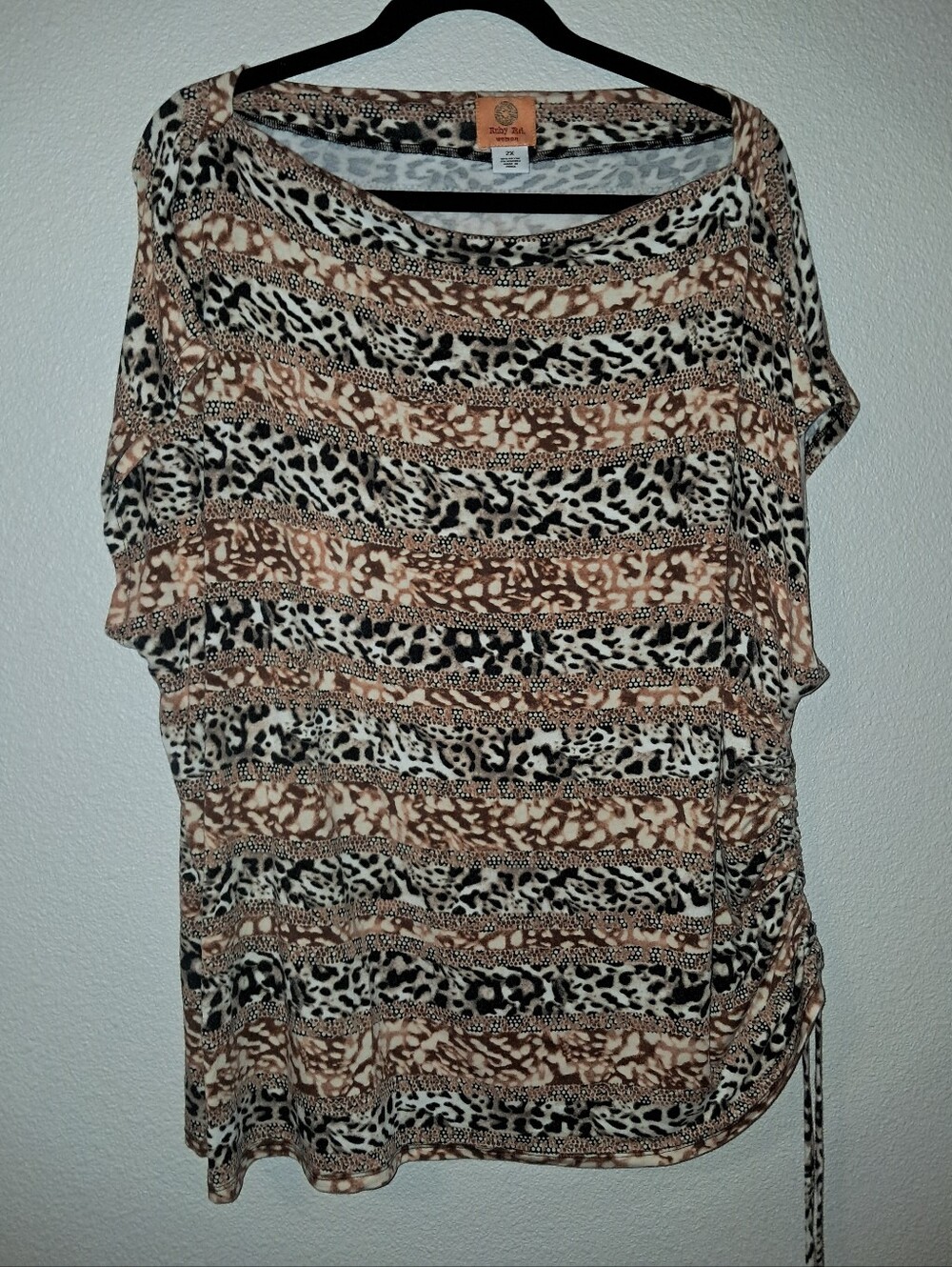 Ruby Rd. Striped Animal Print Womens 2X AMAZING CONDITION Side Ruched NEW YORK😍